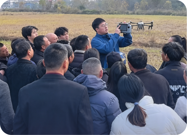 Trainees attending an outdoor drone lesson